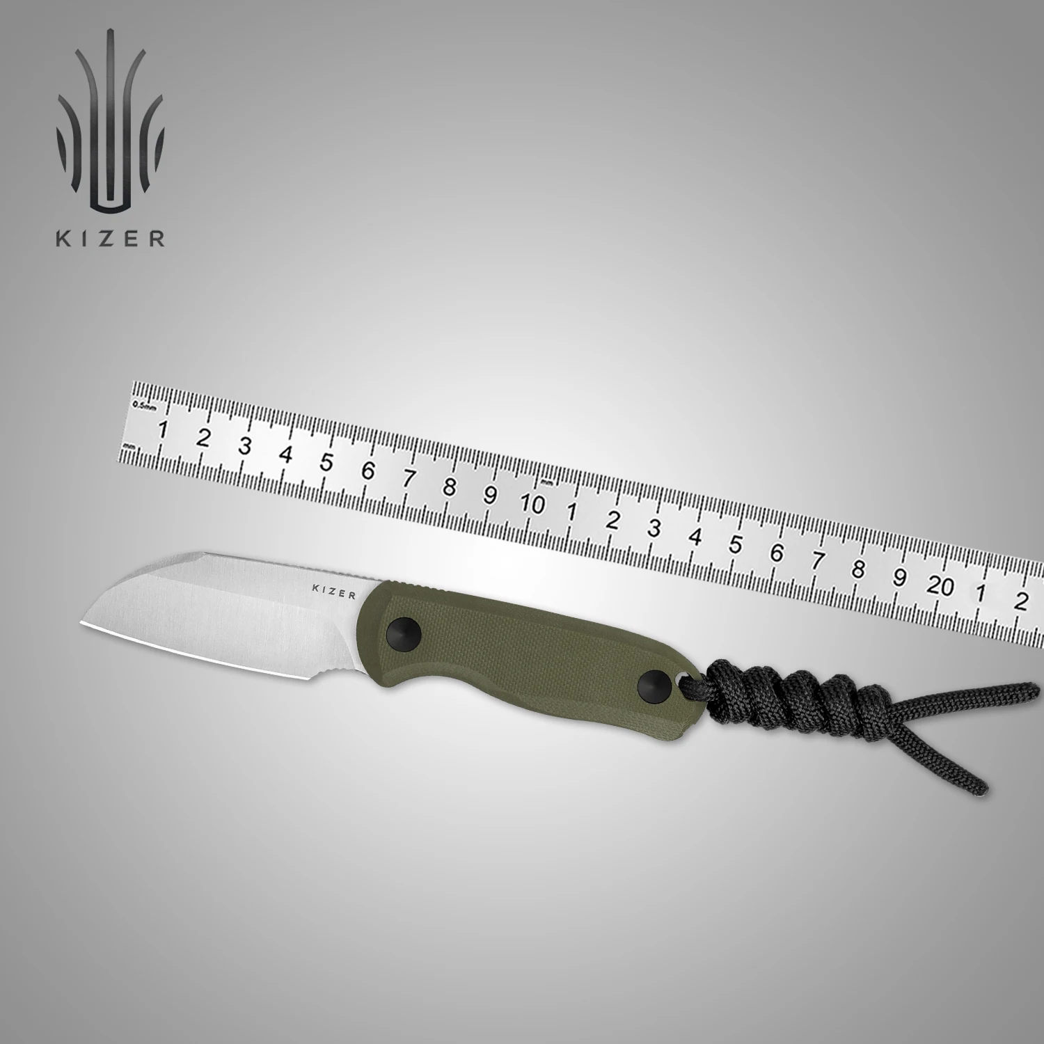Фото Нож с фиксированным клинком Kizer Drop Bear 1092A1/1093A1/1094A1 с рукоятью из микарты/G10 и клинком из стали AEB-L/14C28N №2