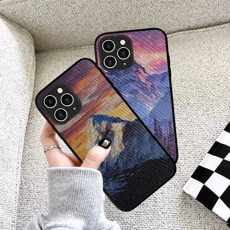 

Snow Mountain Phone Case Hard Leather Case for iPhone 11 12 13 Mini Pro Max 8 7 Plus SE 2020 X XR XS Coque