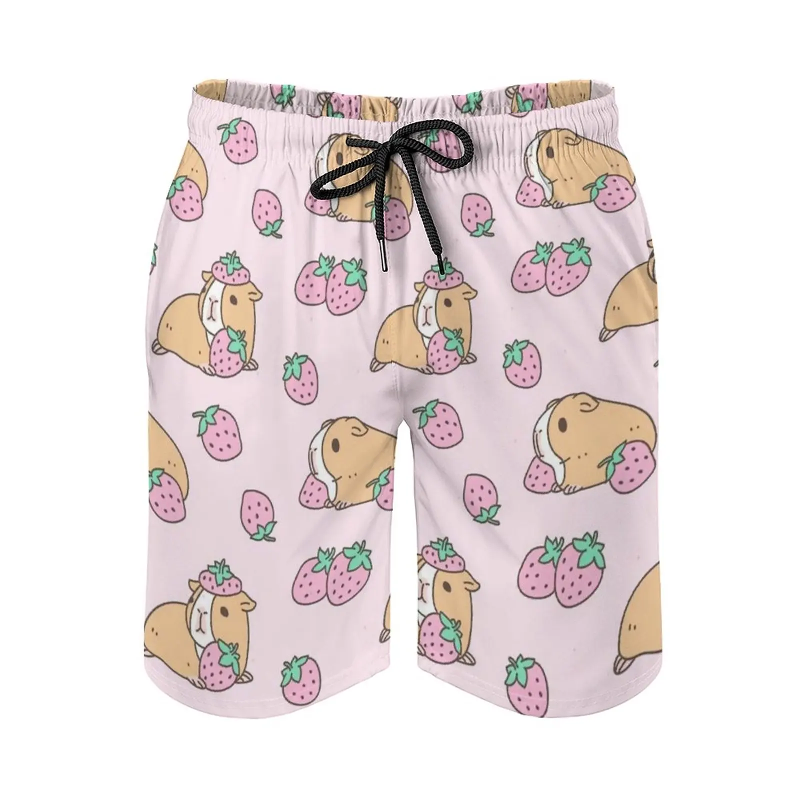 

Pink Guinea Pig And Strawberry Pattern Men's Sport Running Beach Shorts Trunk Pants With Mesh Lining Trunks Shorts Pink Guinea