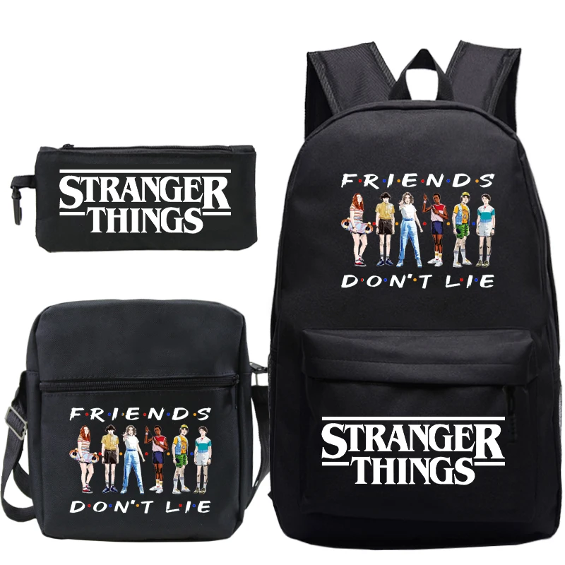 

Stranger Things 4 Backpack Friends Don't Lie School Bags for Teenager Boys Girls Knapsack Mochila Students Kids Backpacks 3pcs