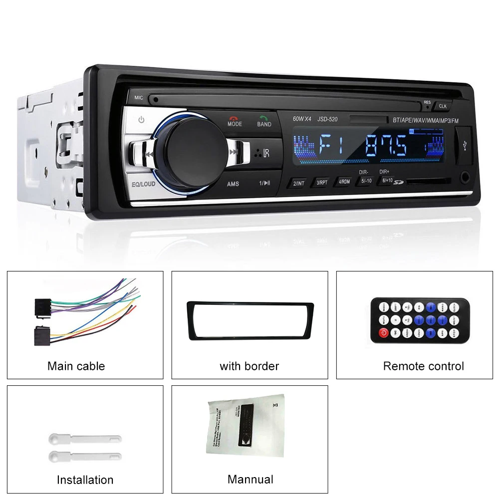 

Магнитола Автомобильная Podofo, стерео-система 1 Din с поддержкой USB/SD, AUX и Bluetooth, Типоразмер 1 Din