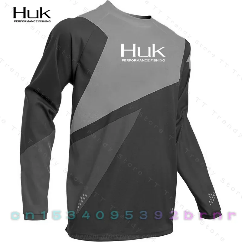 Фото Новинка 2024, рубашки для рыбалки HUK, одежда для рыбалки на открытом воздухе, солнцезащитный крем, дышащая форма для рыбалки с длинными рукавами, анти-УФ-трикотажные изделия для рыбалки №1