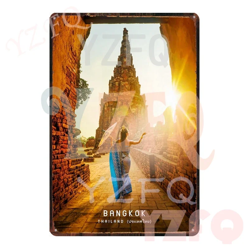 Винтажная Металлическая Вывеска Yzfq Bangkok Pattaya Таиланд Городская Табличка