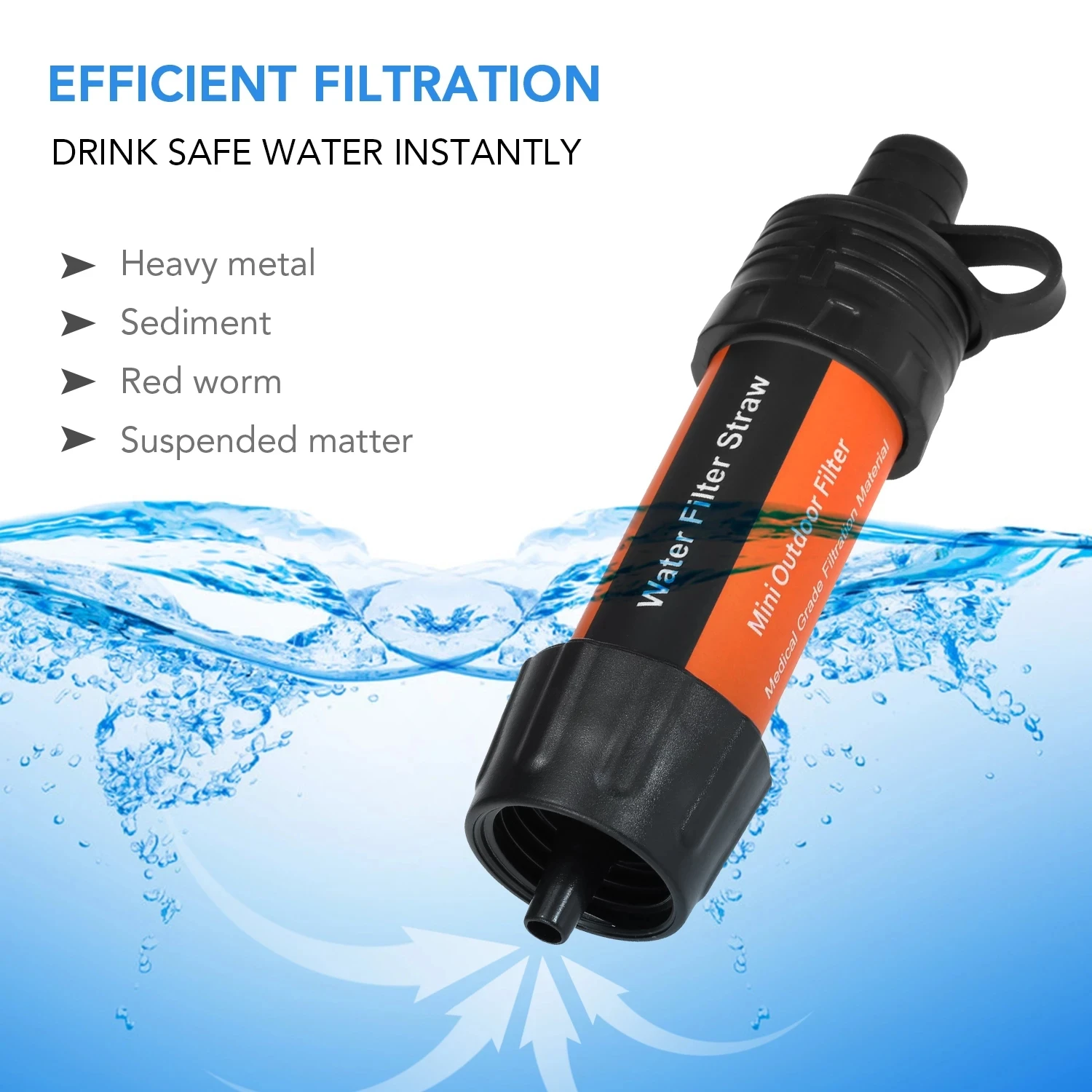 

Outdoor Water Filtration Survival Water Filter Straw Water Filtration System Drinking Purifier For Emergency Hiking Camping