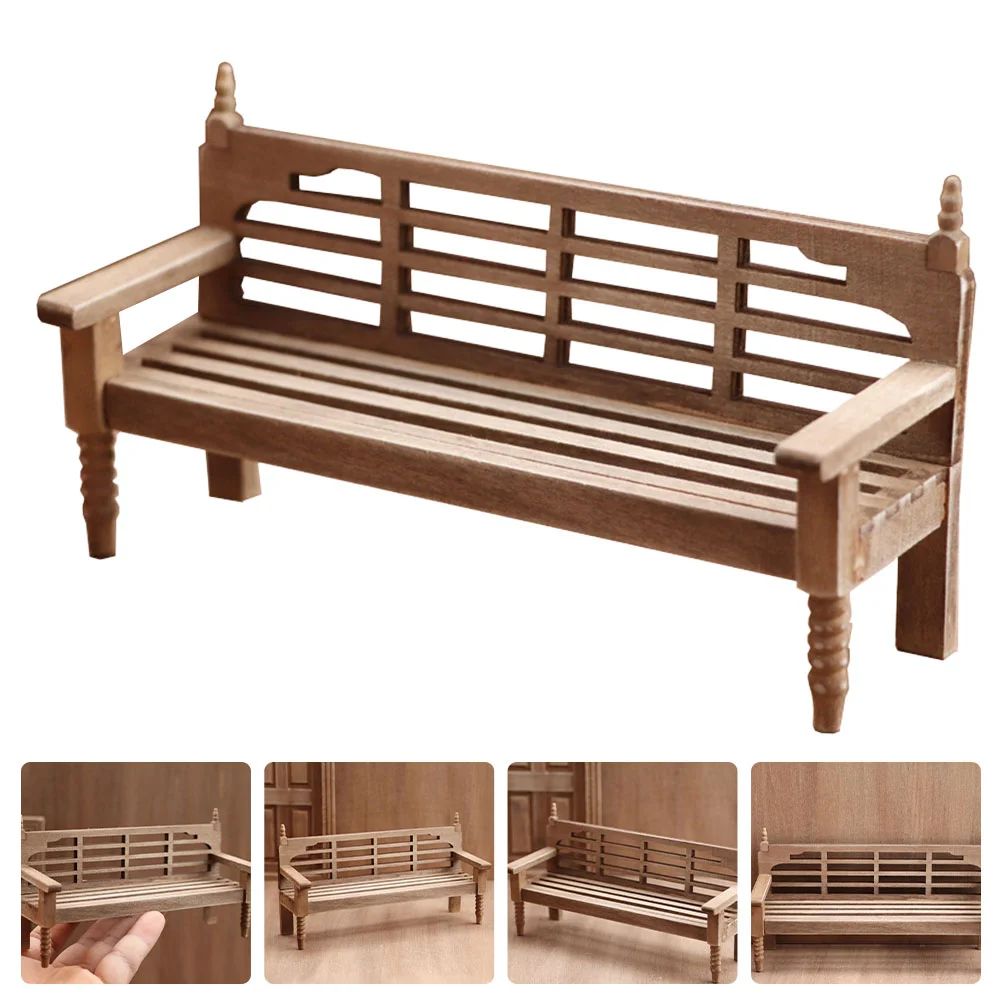 

Outdoor Bench Miniature Furniture Decor House Adornment Layout Terrarium Tools Photo Prop Wood Micro Scene Retro Beach chair