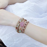 natural stone hand woven combination bracelet for women lady bohemia heart lucky bracelet bracelet set jewelry new fashion gifts
