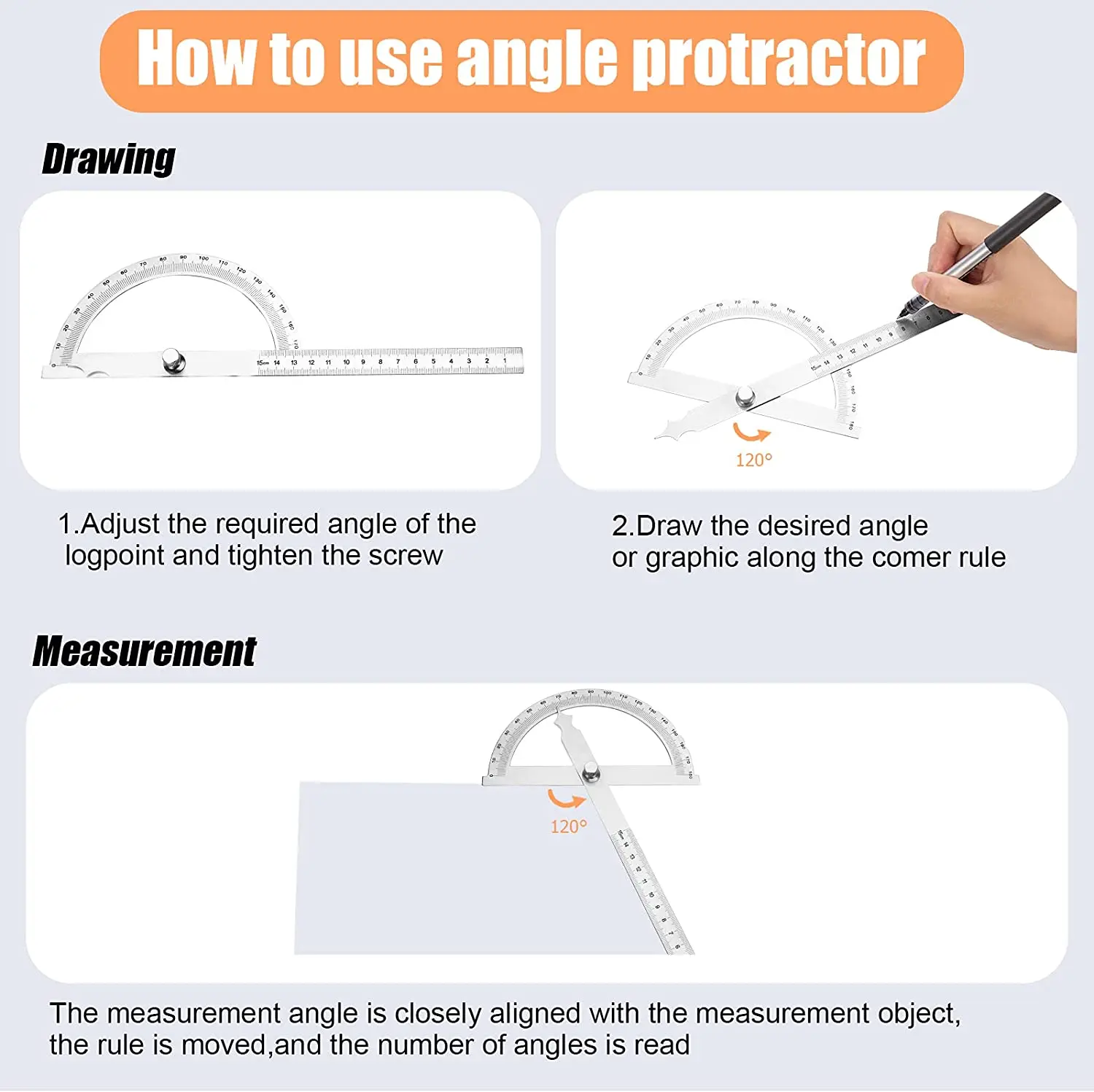 180 Degree Protractor Metal Angle Finder Goniometer Ruler Stainless Steel Woodworking Tools Rotary Measuring 100/150 |
