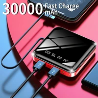 mini charger power bank 30000mah portable charge 2usb output digital display external battery with flashlight for xiaomi iphone