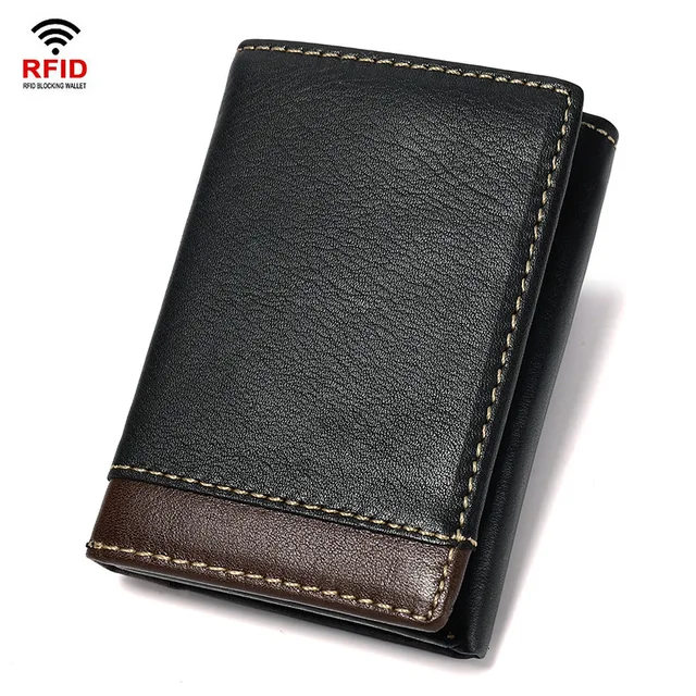 Genuine Leather Wallet for Men Women Minimalism Business Credit Card ID Holder RFID Blocking Mini Wallets Money Clip Bag 2