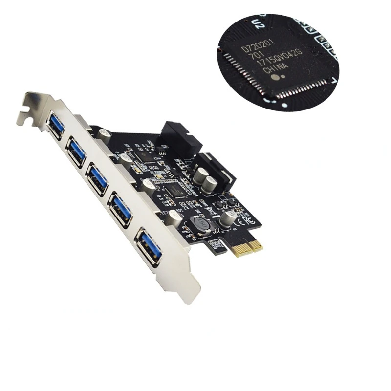 Плата расширения PCI-E с 5 портами USB 3 0 адаптер концентратора для настольного ПК