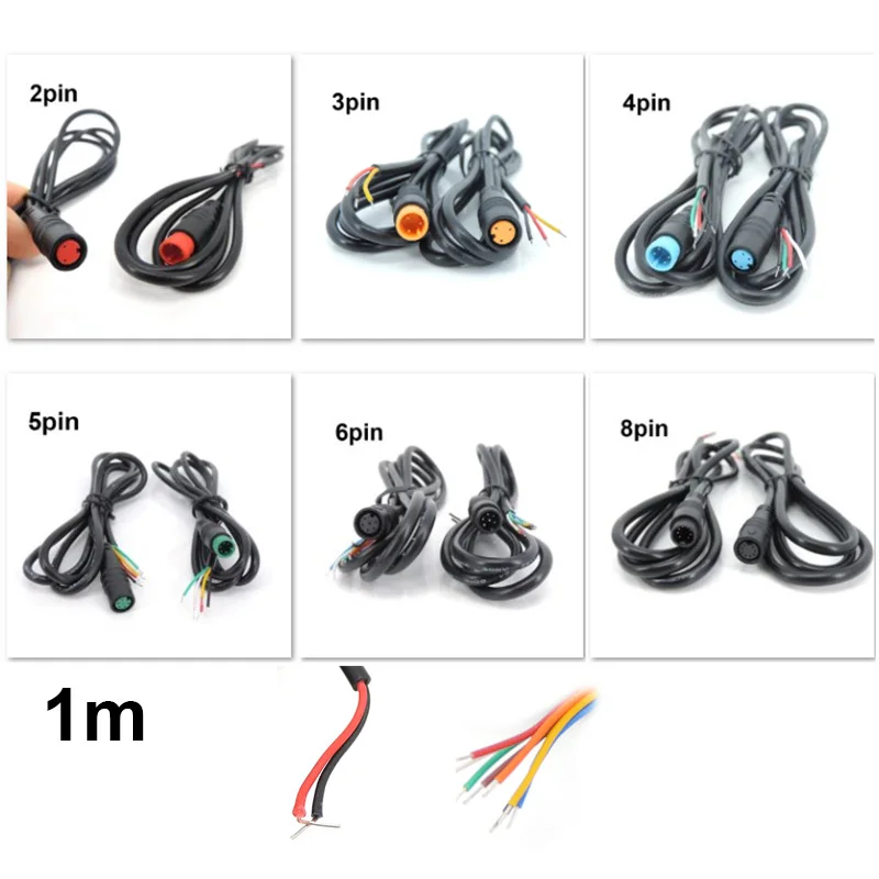 

M8 2/3/4/5/6/8-контактный сердечник 1 м электрический велосипедный соединительный кабель водонепроницаемый мужской женский датчик сигнала eblike скутер тормоз