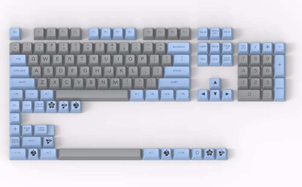 

MAXKEY SA keycap blue gray white Doubleshot ABS keycaps for mechanical keyboard gaming keycap 127 keys