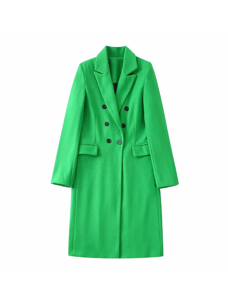 

PB&ZA 2062744 Women 2022 Autumn New Fashion Double Breasted Woolen Cloth Coat Vintage Female Outerwear Chic Overshirt 2062/744