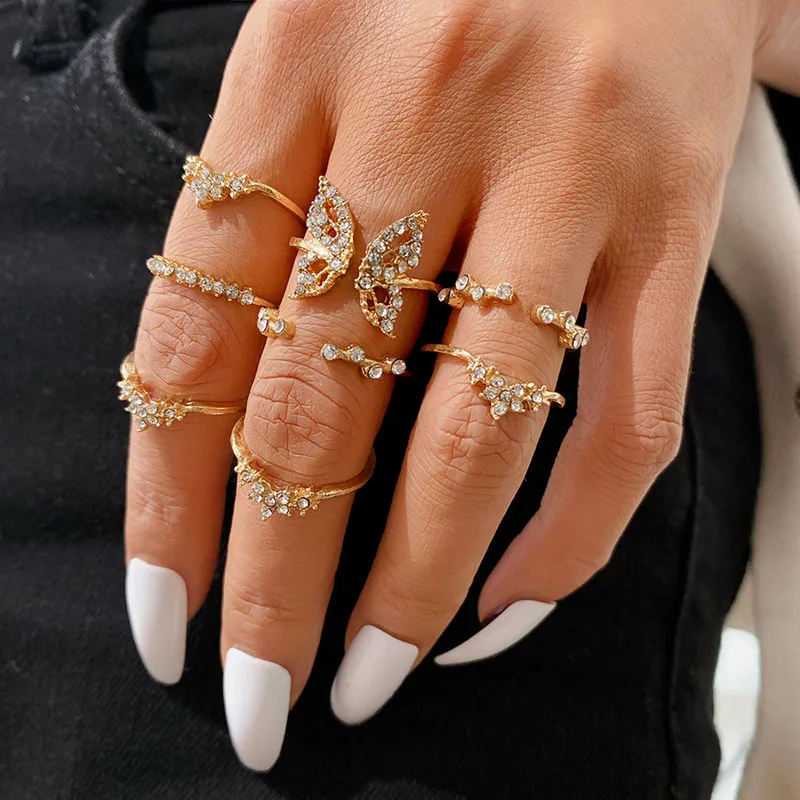 

Set Of Rings Aesthetic Jewelry Ring For Women Valentines Day Emo Accessories Girl Gift Free Shipping