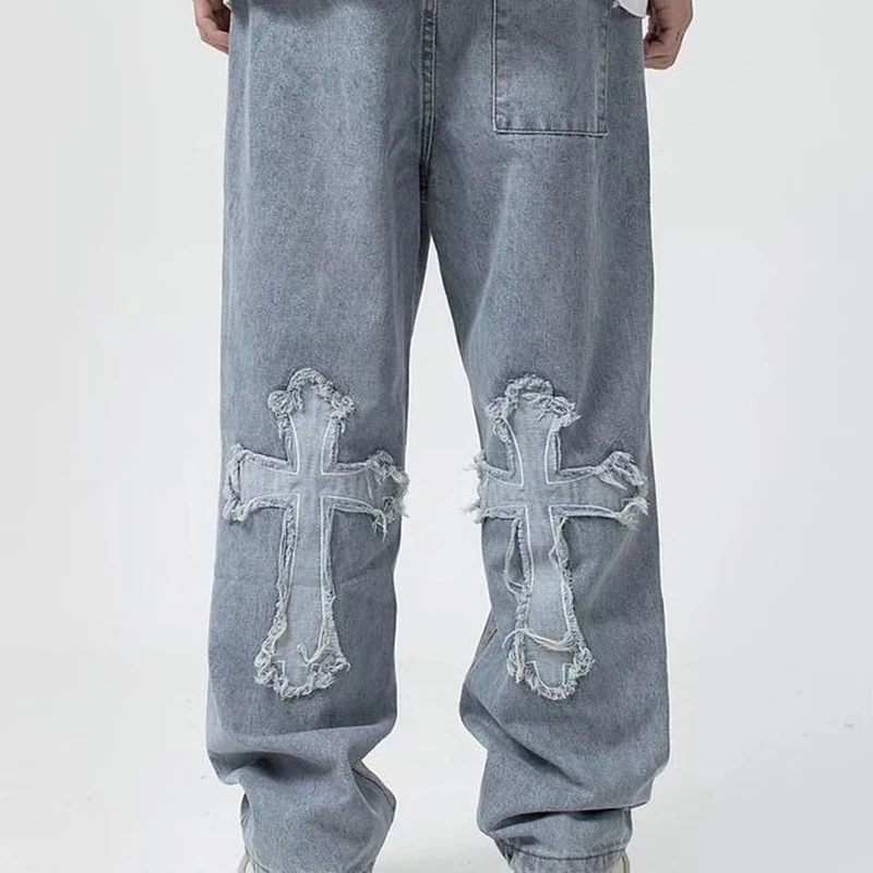 Streetwear Men Baggy Jeans Trousers Cross Hip Hop Mens thin Loose Jeans Pants Women Oversized Boyfriend Jeans Denim Jeans