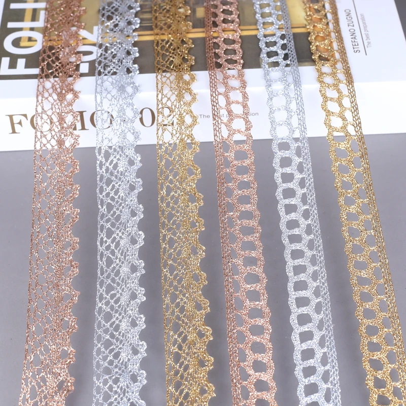 Много стилей золотых и серебряных ниток кружева ручной работы сделай сам