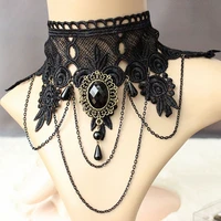 popodion accessories for women party queen bejeweled wide neck black lace necklace necklaces for women girl