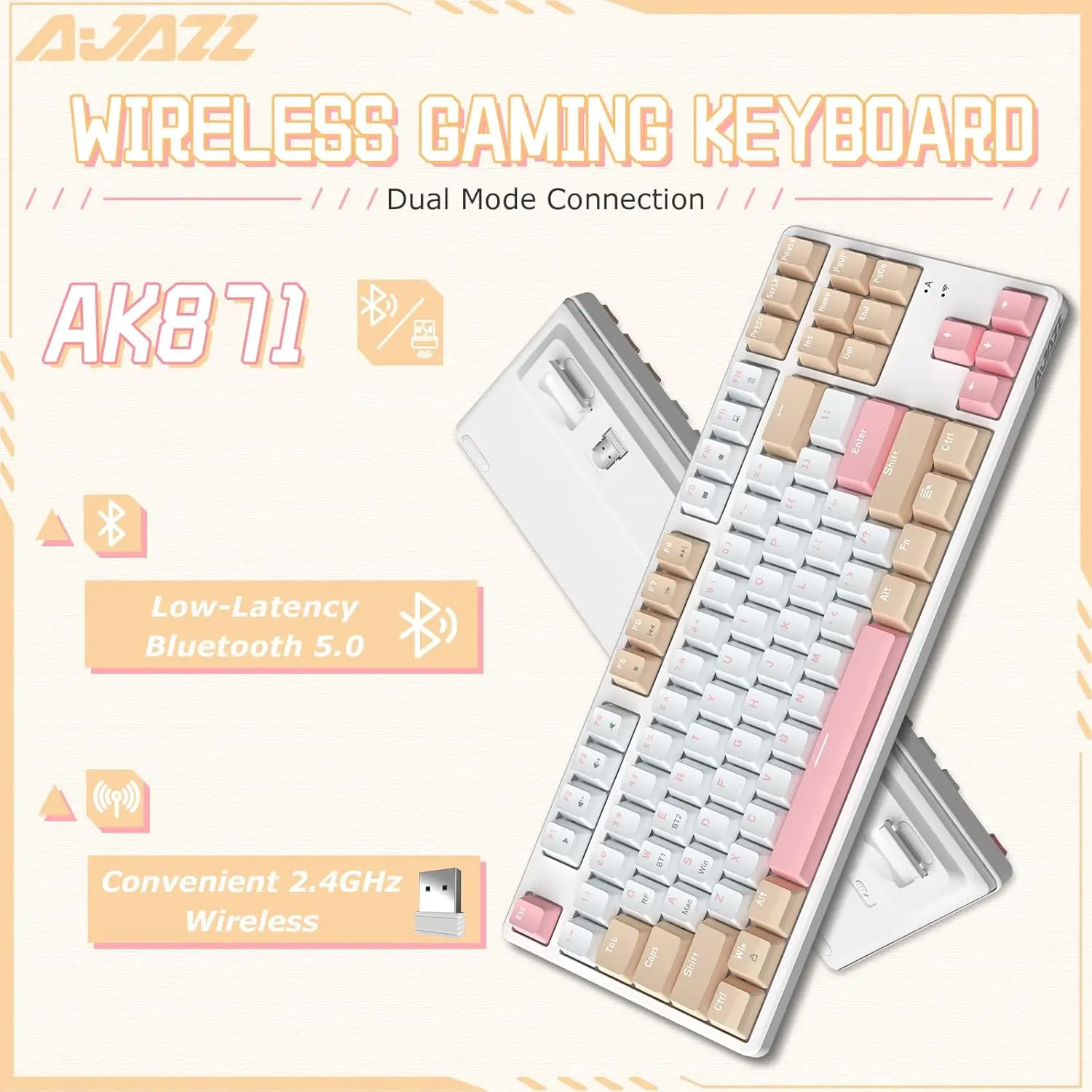 Клавиатура AJAZZ AK871 Механическая игровая компактная 75% клавиши 87 клавиш