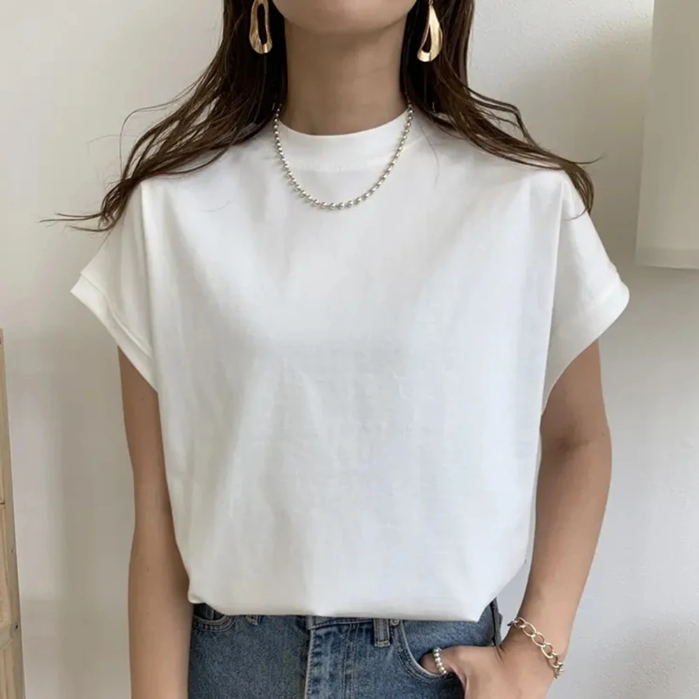 Женская футболка с коротким рукавом белая свободная простая повседневная