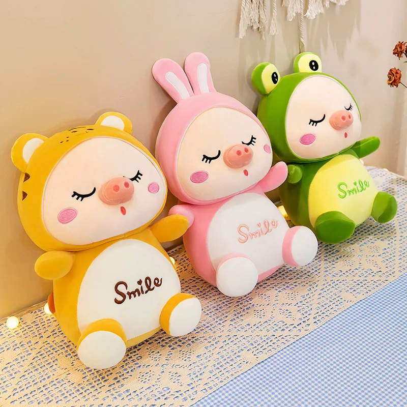 

Cute Animal Plush Toy Stripe Baby Frog Tiger Rabbit Turned Into Pig Soft Stuffed Toys Baby Kid Girls Gifts Drop Shipping