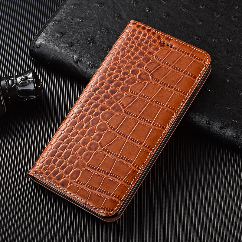genuine leather phone card pocket cases for infinix smart 5 6 pro smart hd 2021 crocodile pattern flip coverage with kickstand free global shipping