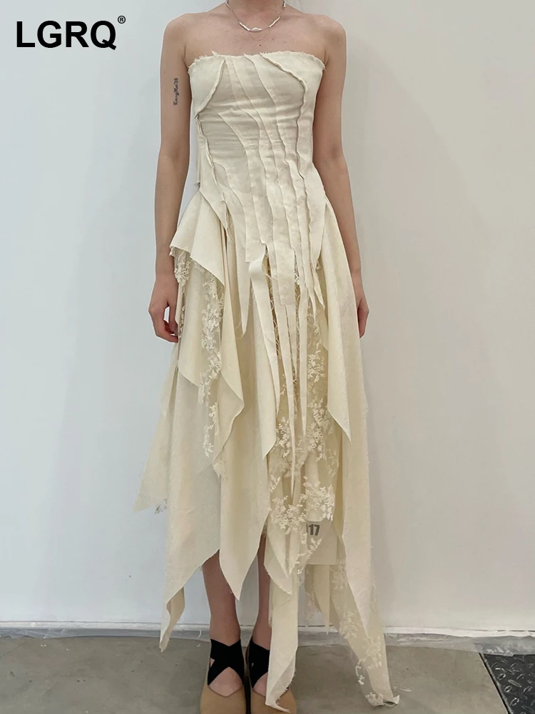 

LGRQ Pleated Patchwork Elastic Tops Irregular Design Lace Jacquard Skirt Two-piece Sets Fashion Women Elegant Sexy Suit 19F1456