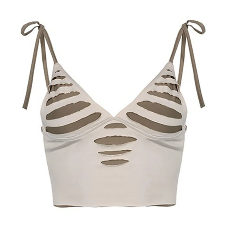 

Женский короткий топ с V-образным вырезом и открытой спиной, на шнуровке