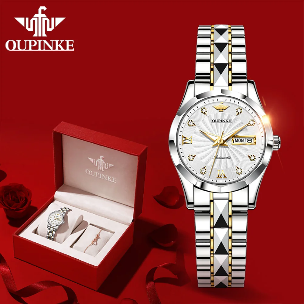 

Часы OUPINKE женские механические, роскошные модные швейцарские брендовые автоматические деловые водонепроницаемые