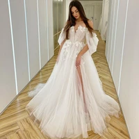 eightree 2022 wedding dresses appliques off shoulder bride dress floor length high split princess wedding evening gown plus size