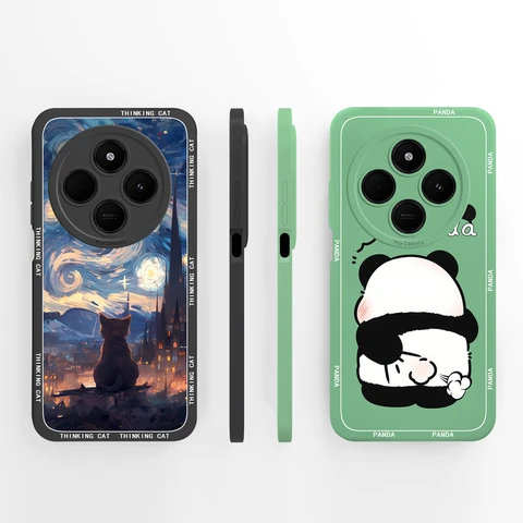 Чехол для телефона POCO C75 с милым сердечком и котом, мягкая жидкая силиконовая задняя крышка для Xiaomi Poco C 75, полная защита от падения, чехол