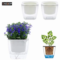 3 sizes clear plastic automatic watering planter bottom watering pots self watering planter for indoor house plants flower herbs