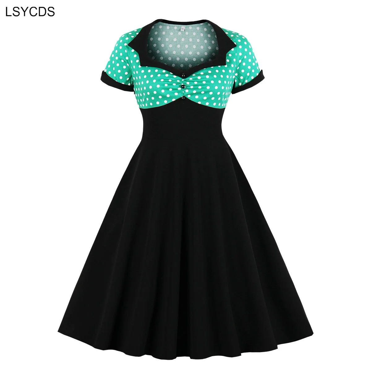 LSYCDS Женское платье с высокой талией 2024 новое винтажное 1950-х годов вырезом в форме