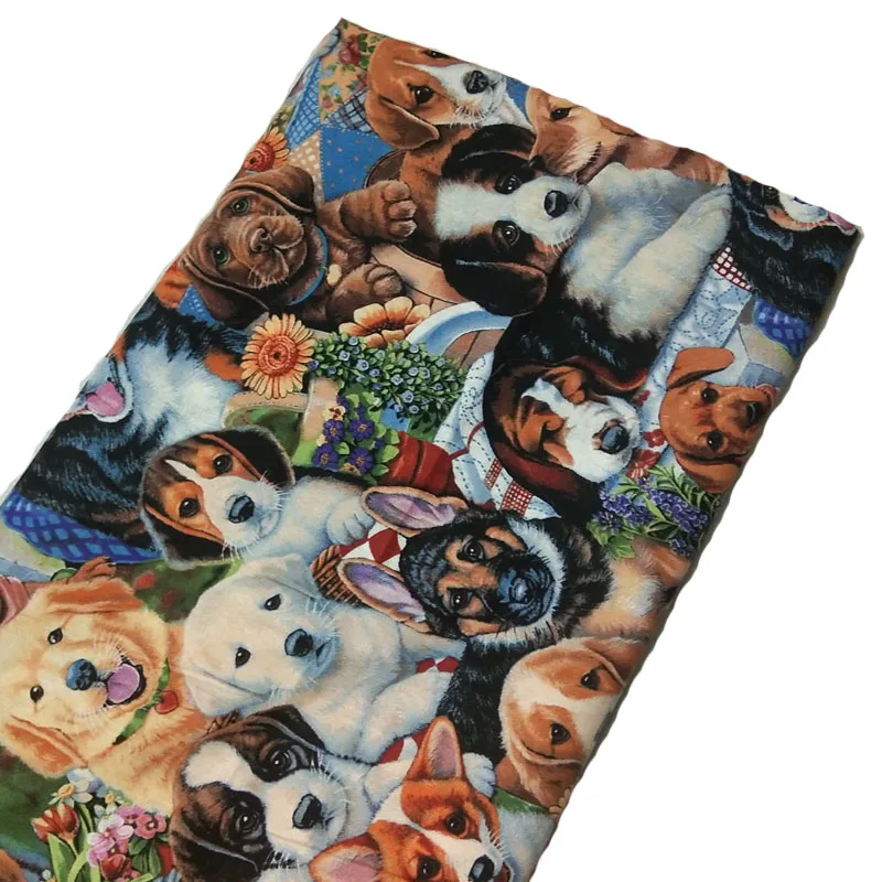 Очаровательная красочная хлопковая ткань с принтом собак радуги 50x105 см для