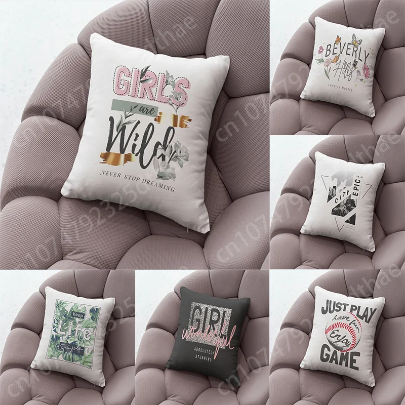 

Flowers Letters Girls Gone Wild Pillowcase Polyester Cushion Cover Decoration Throw Pillow Case Cover Home 45X45cm Customizable