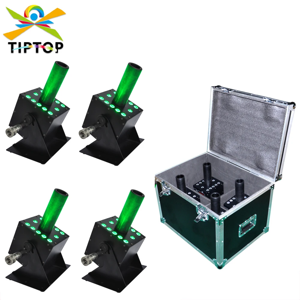 

TIPTOP 4IN1 Road Case Packing Wheels Portable + RGB Led Co2 Jet Cannon Switchable DMX512 12x3W Tri Color Dimming China Stock