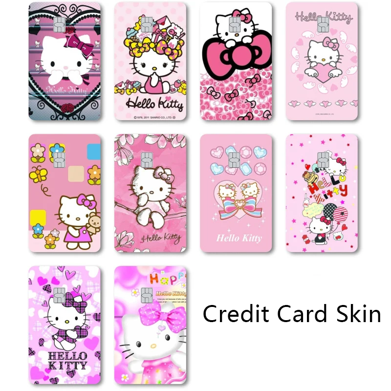 Стикеры для кредитных карт Hello Kitty Sanrios оригинальные стикеры в стиле аниме милые