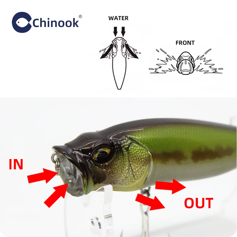 Фото Приманка для рыбалки Chinook Popper 78мм 14.8г, поверхностная приманка, искусственная жесткая приманка для ловли баса, окуня, щуки, buzzbait pop max. №4
