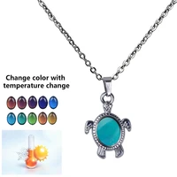 1pc mood necklace temperature control color change sea turtle pendant necklace jewelry stainless steel chain necklaces for women