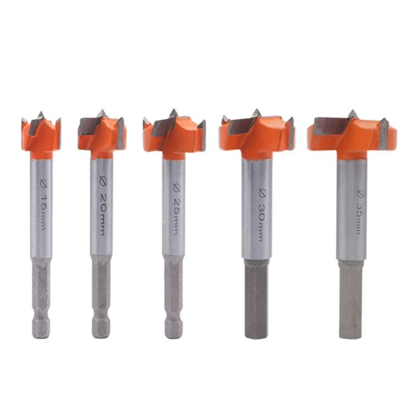 

5 Pieces Forstner Bits Wood Drill Set Woodworking Hole Saw Wood Cutter Tool for Wood Maintenance Model Making 15-35mm