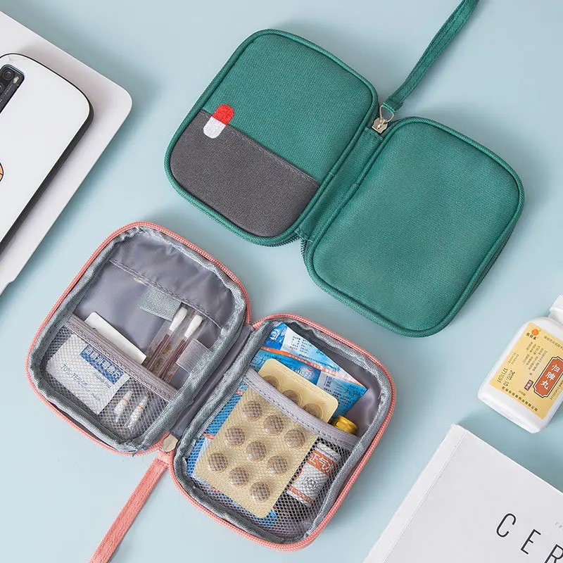 

Portable Medicine Storage Bag First Aid Kit Travel Home Waterproof Zipper Capsule Small Tablets Emergency Organizer Case
