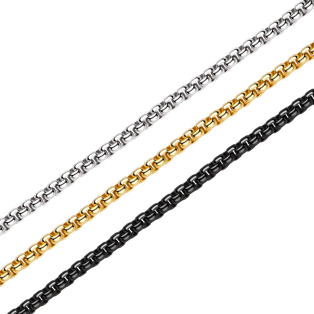 

1 Meter/lot Square Rolo Stainless Steel Round Box Chain For Men Women Necklace DIY Jewelry Making Wholesale Bulk Chain