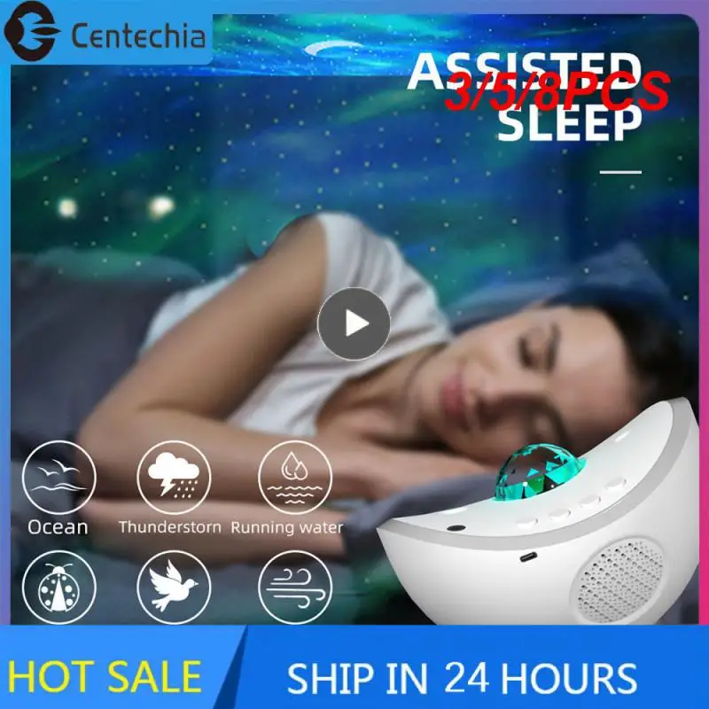 

3/5/8PCS Romantic bluetooth-compatible Music Night Light Two Lampshades Any Angle Adjustment Water Wave Projection Lamp