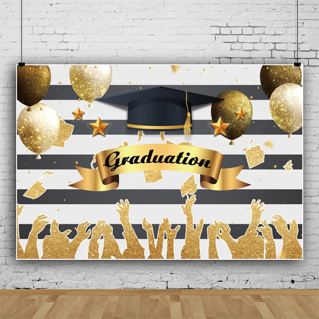 

Виниловый фон в полоску с золотыми воздушными шарами