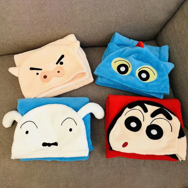 Мультяшное милое одеяло Kawaii Crayon Shin-Chans Коралловое бархатное для кондиционера