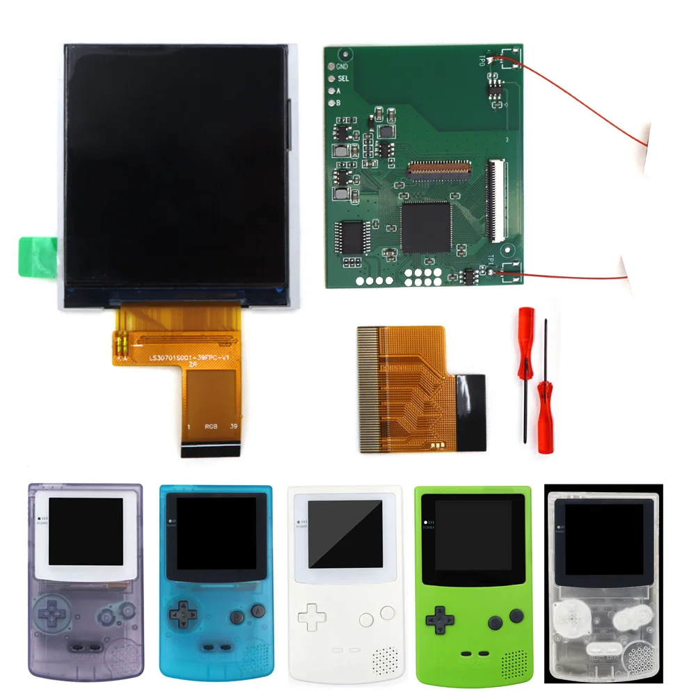 Фото Набор для установки подсветки на 2,45-дюймовый IPS LCD-экран для Gameboy Color GBC со встроенным OSD-меню, без пайки, без обрезки, с корпусом. №1