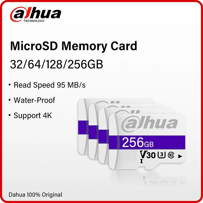 

Оригинальная карта памяти MicroSD Dahua 32/64/128/256 ГБ, 95 МБ/с, высокоскоростная TF-карта для IP-камеры VTO VTH, различные цифровые продукты