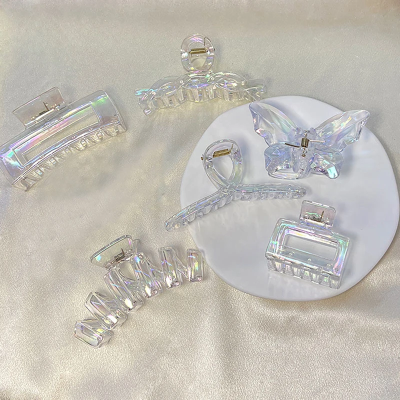 

1PC Women Large Hair Claw Clip Korean Transparent Acrylic Battete Hairpins Ponytail Crab Clip Headband Hair Accessories Headwear