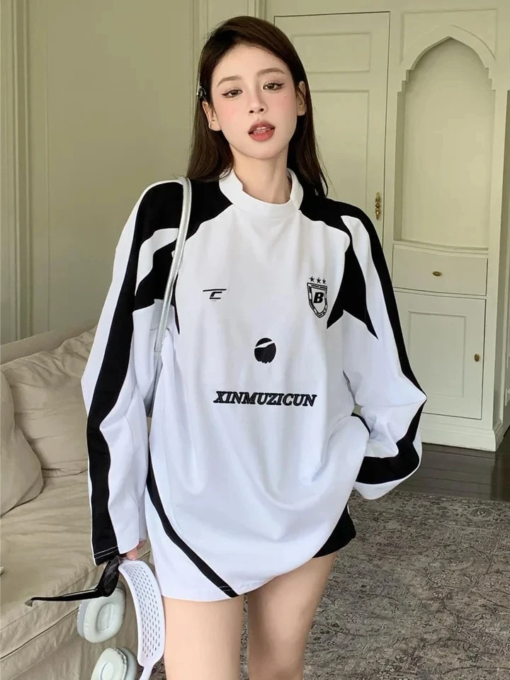 Футболка женская оверсайз с длинным рукавом