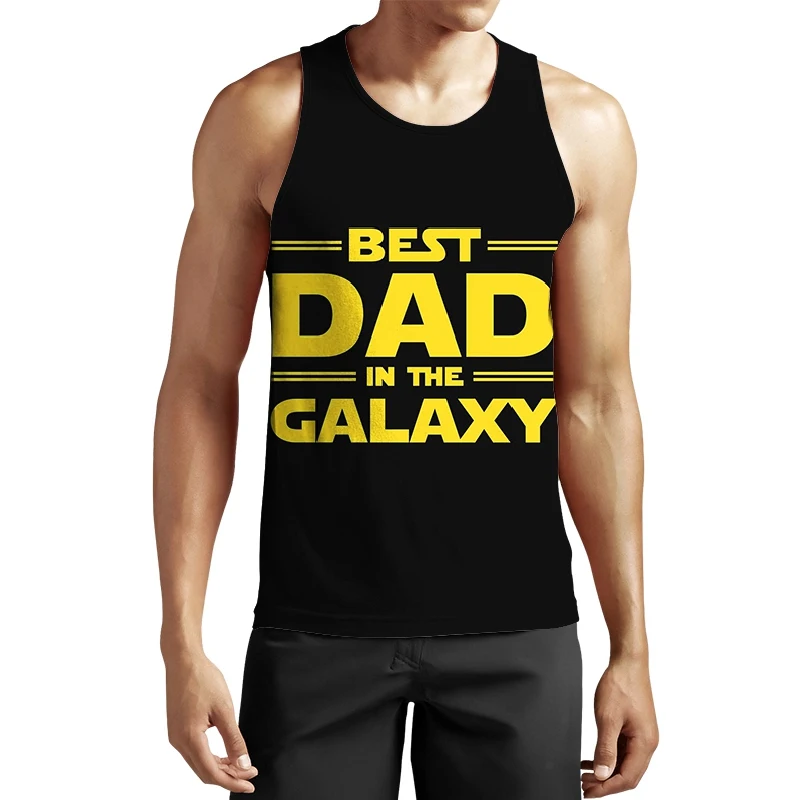 

Jumeast Новая летняя мужская одежда подарок на День Отца лучший папа в Галактике майки с 3D принтом забавный жилет без рукавов черные футболки