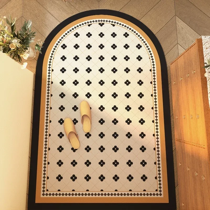 Коврик для двери кабинета спальни полукруглый ковер с цветочным принтом в